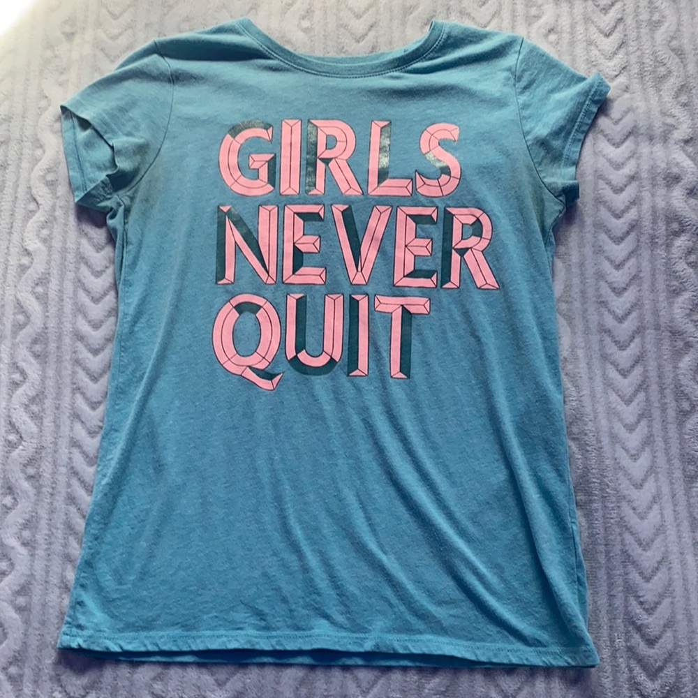 Girls never quit 3D letters blue and pink